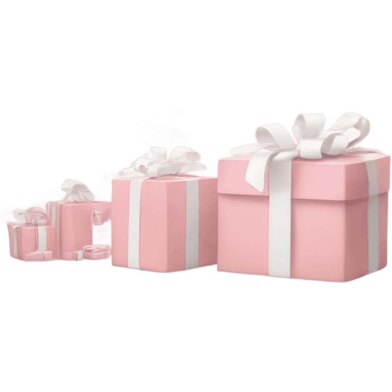 Light pink Christmas gifts under a white Christmas tree  emoji