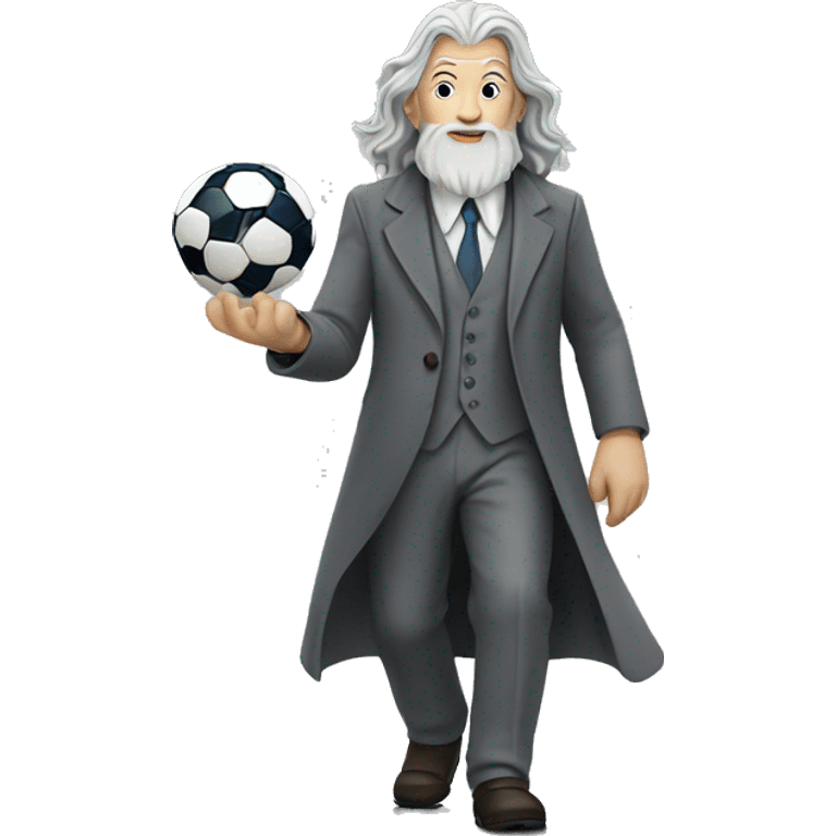 gandalf playing soccer wearing suit emoji