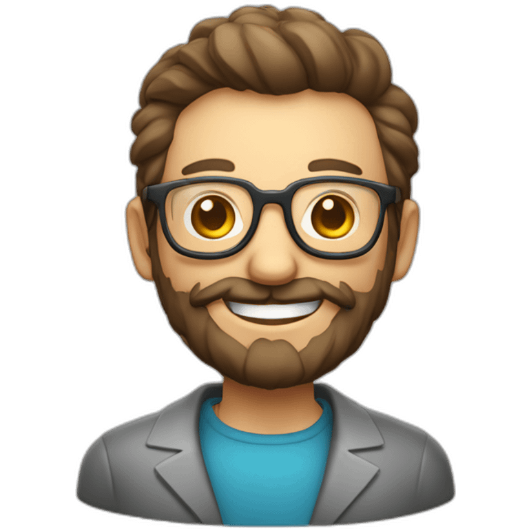 profesor de química calvo,con barba y gafas sonriendo emoji