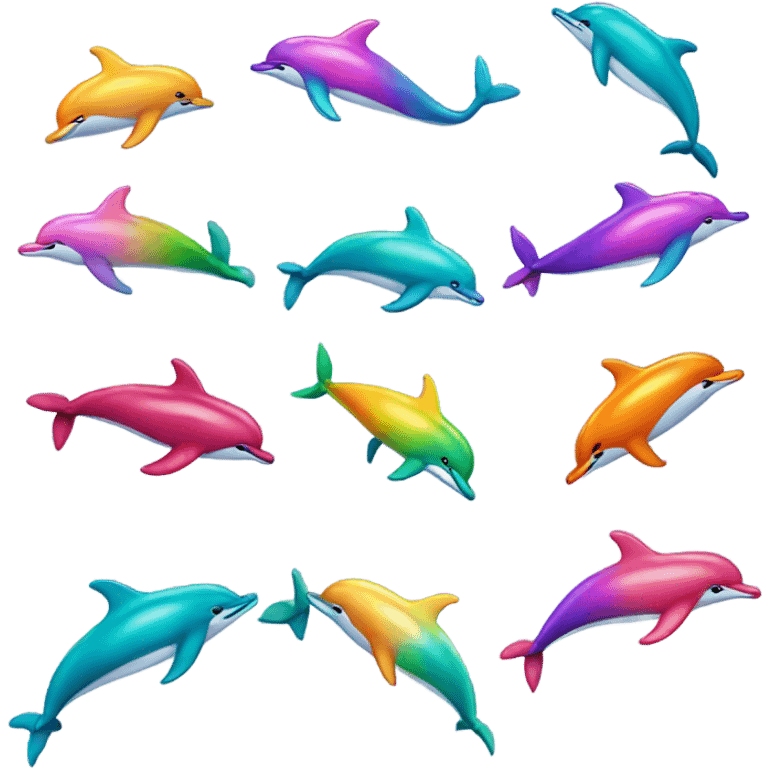 Dolphins dancing with tops ando skirts emoji