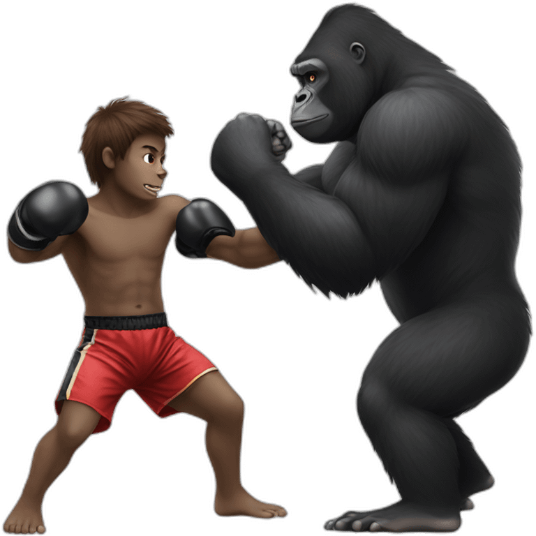 Gorilla boxing a kid emoji