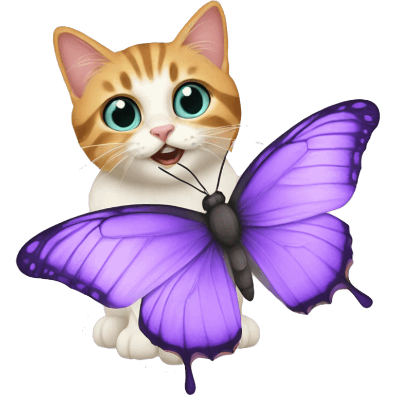 Lilac butterfly with cat emoji