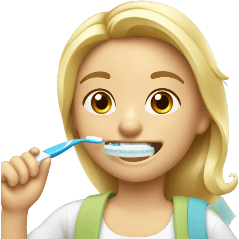 Blonde Girl brushing teeth  emoji