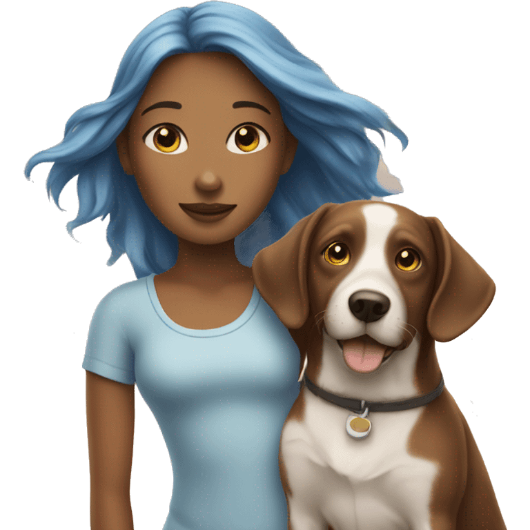 girl with dog under blue sky emoji