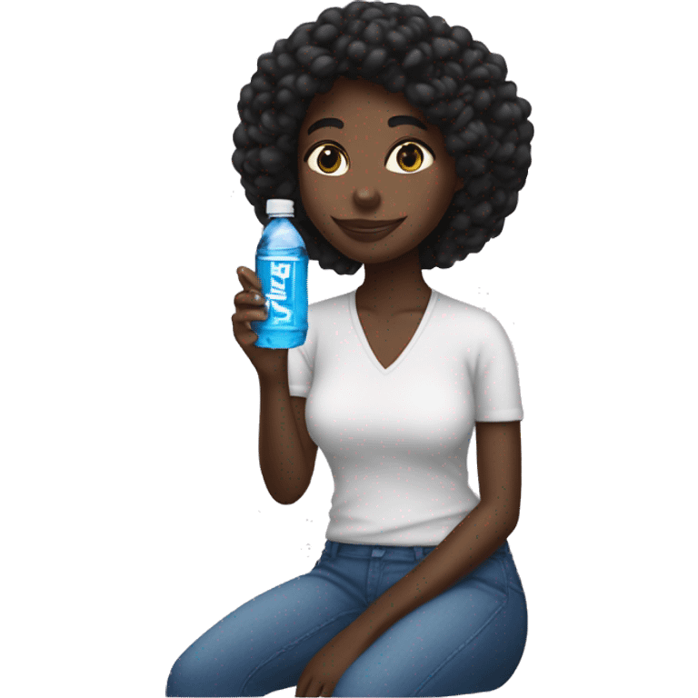 black girl drinking fiji water emoji