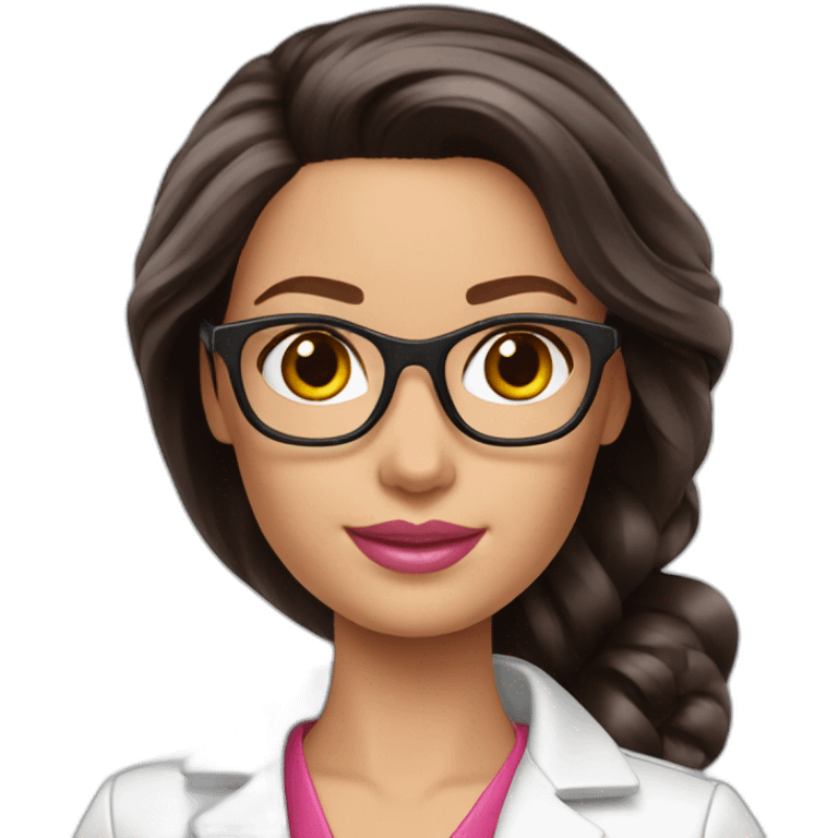 Barbie scientist dark brown hair emoji