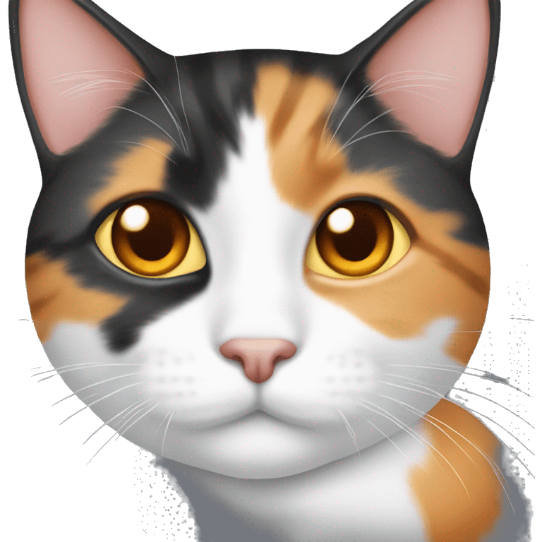 cute calico cat with half orange nose emoji