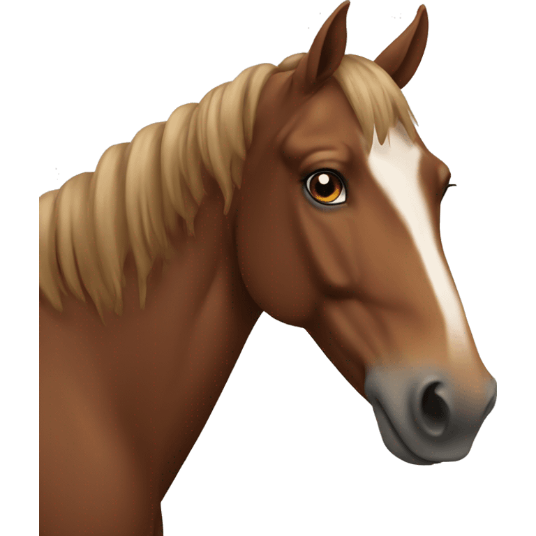 Brown horse looking at camera emoji