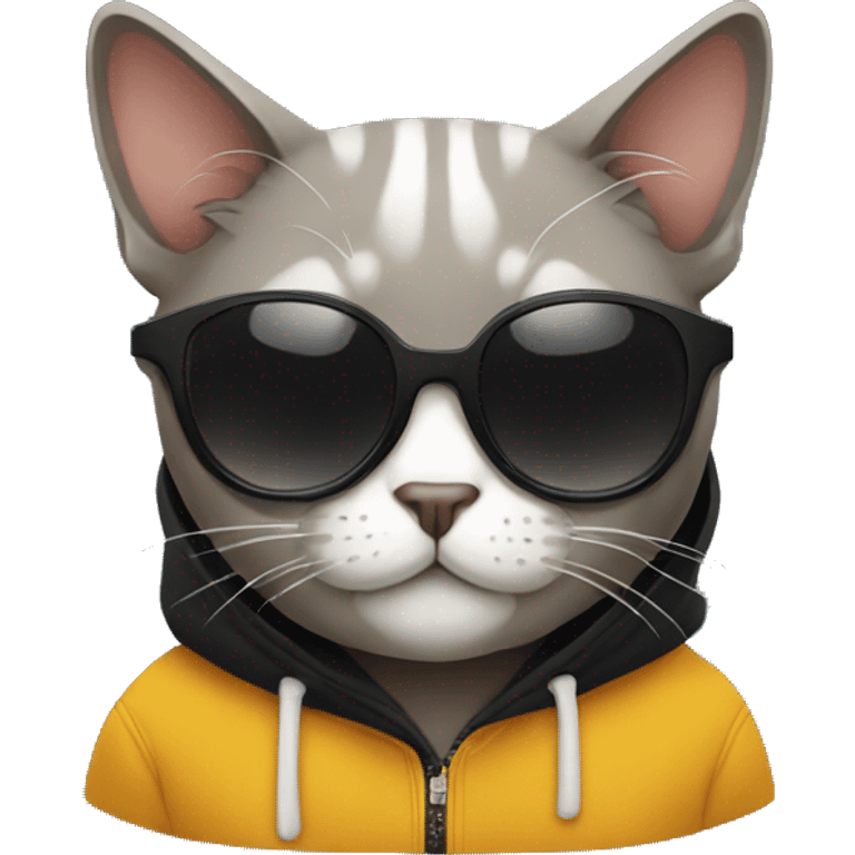 cat with black hoodie and sunglasses  emoji