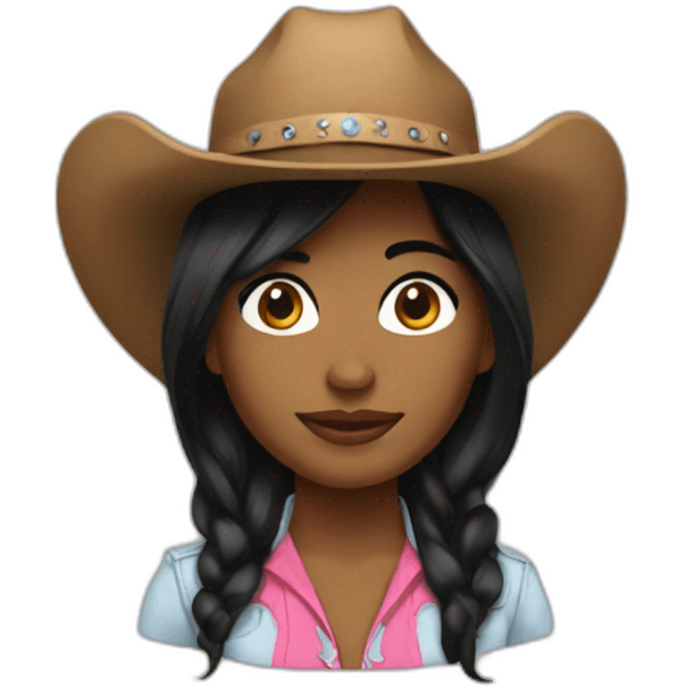 cowgirl straight black hair emoji