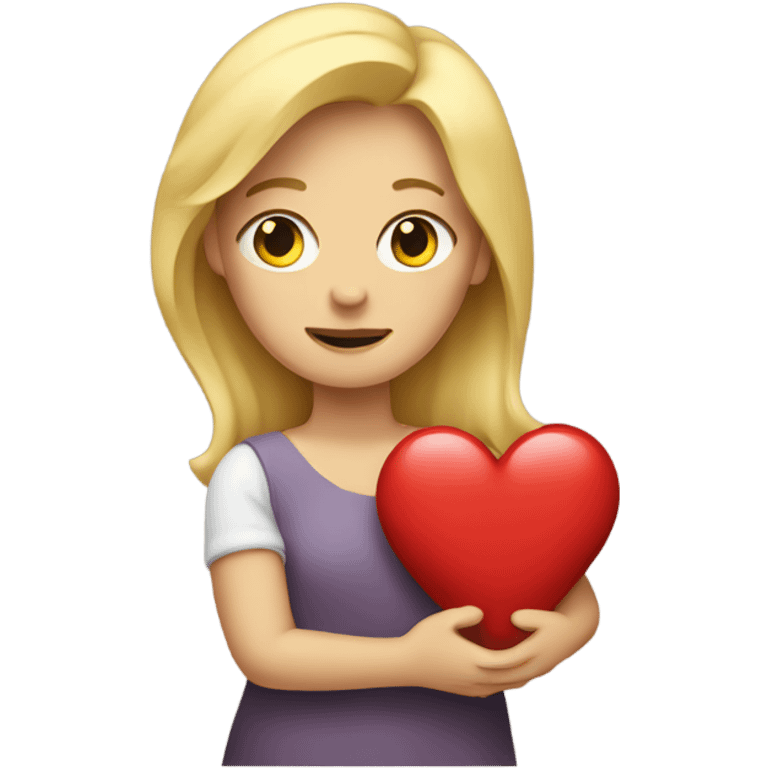 Blonde Mother holds her heart in her arm emoji