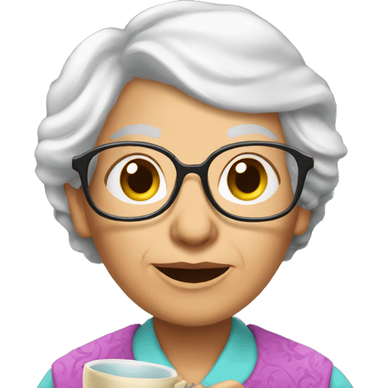 Grandma holding a cup of tea emoji