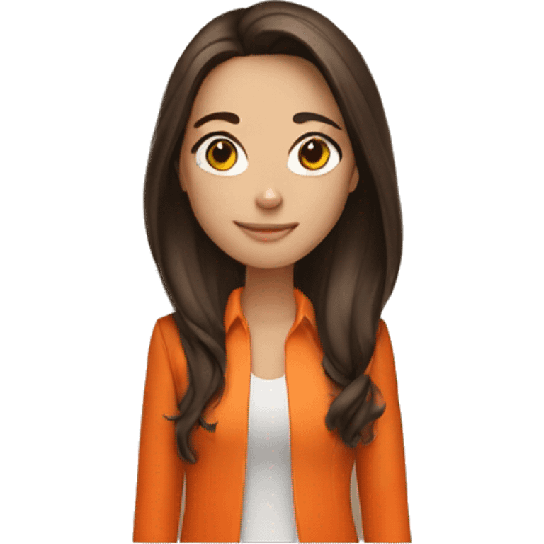 girl brunette in orange suit emoji