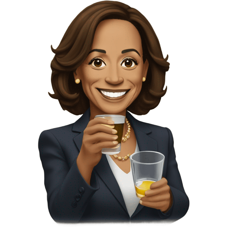 Kamala Harris taking a shot emoji