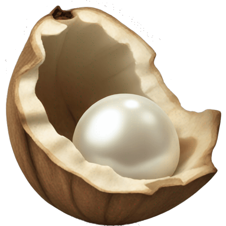 white pearl in a walnut shell emoji