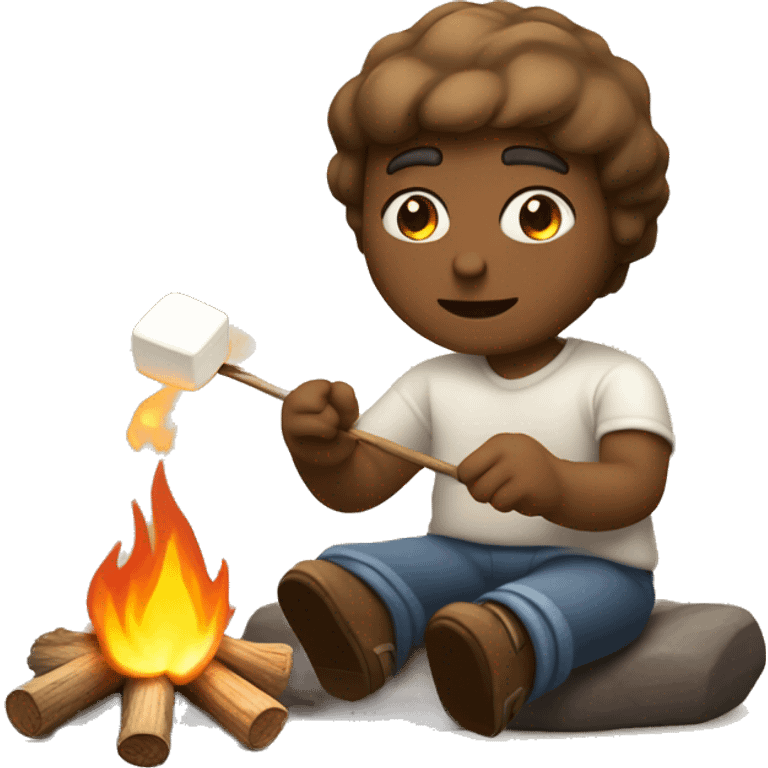 marshmallow roasting in campfire emoji