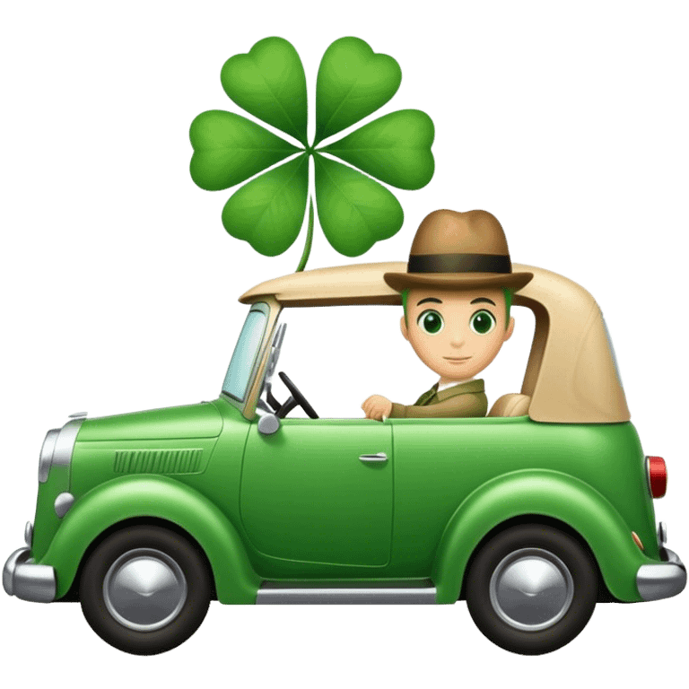 A vintage clover driving a car emoji