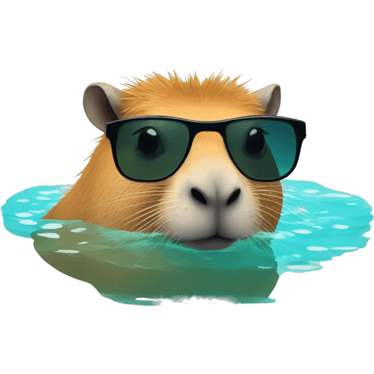 capybara chilling with sunglasses in water emoji