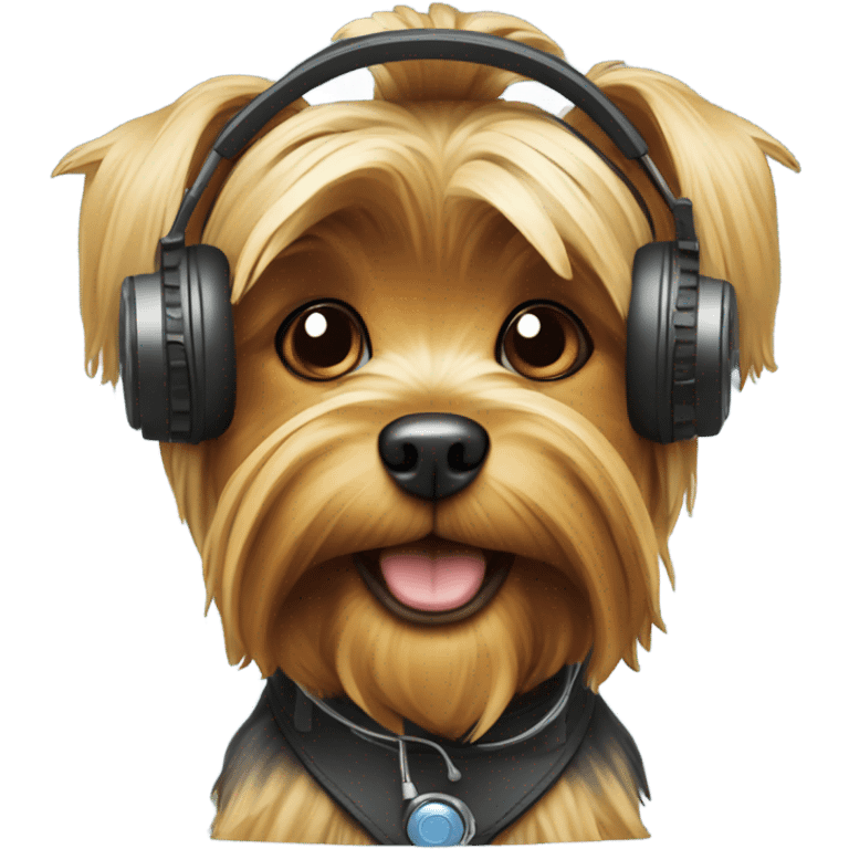 toy yorkie dog with gaming headset  emoji