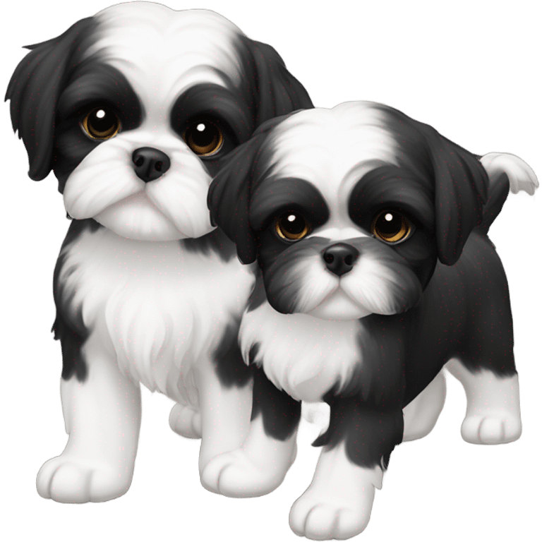 Two Shitz Tzu brothers more black with white Puppies emoji