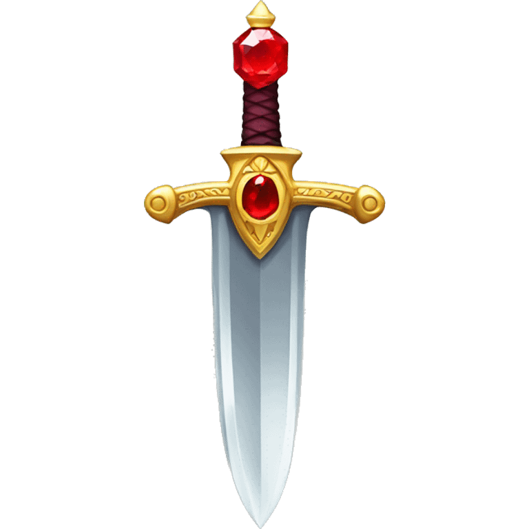 sword with red gemstone on hilt and sparkly emoji