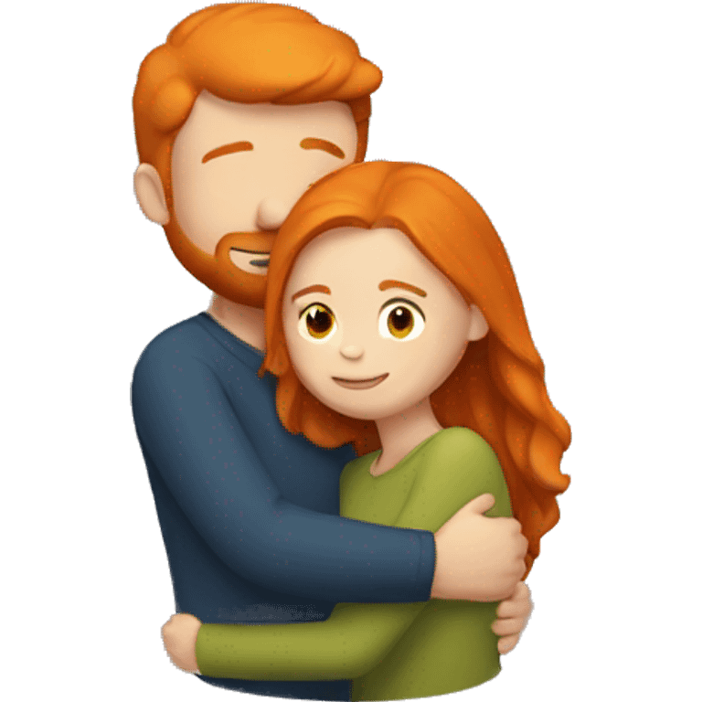 Ginger girl hugging man  emoji