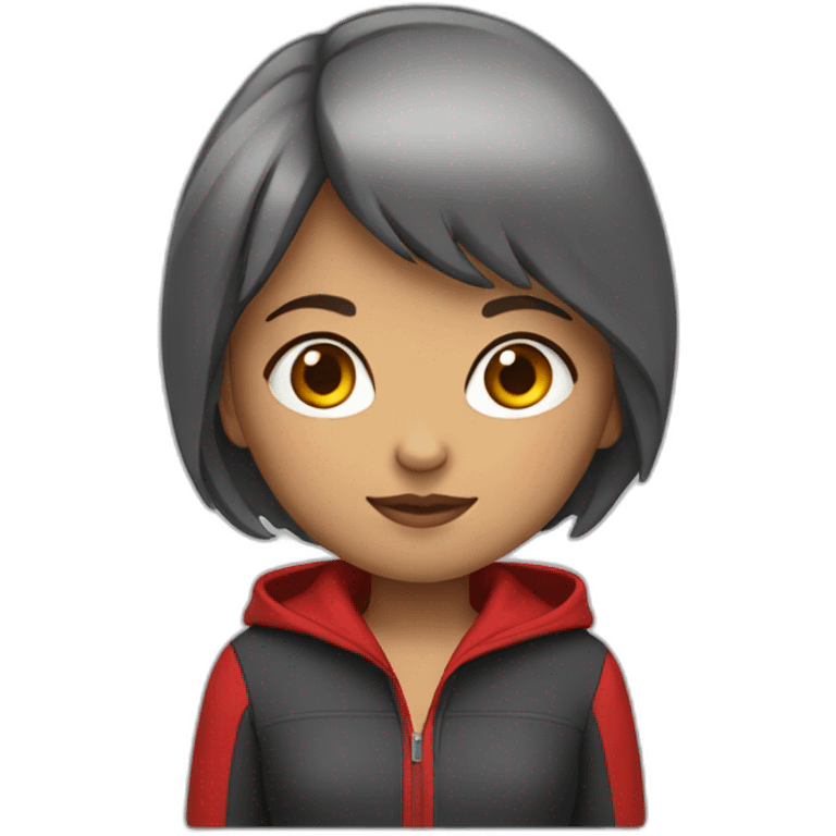 girl with short hair and red hoddie emoji