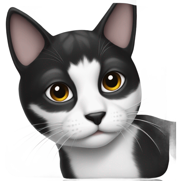 Black and white cat with a black nose emoji