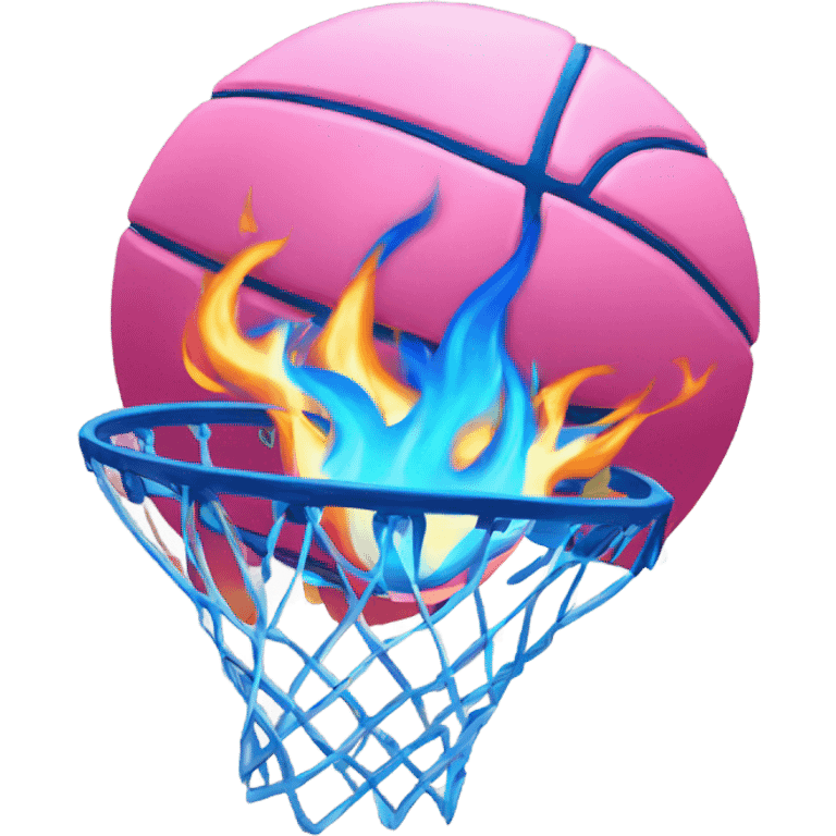 Pink and blue flaming basketball  emoji