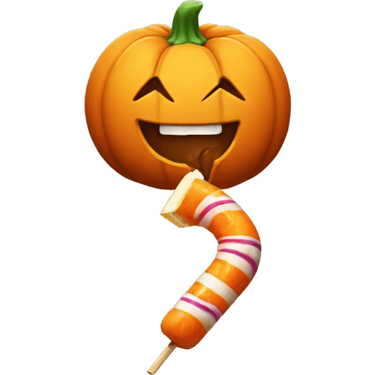 Pumpkin eating candy emoji