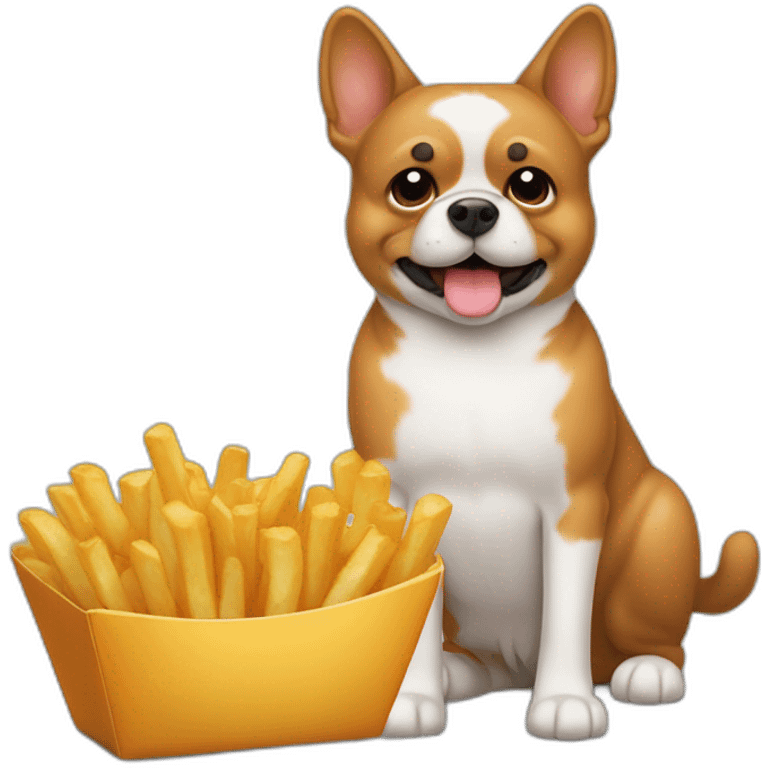 Des frites un chien un chat des frites des cacahuètes emoji