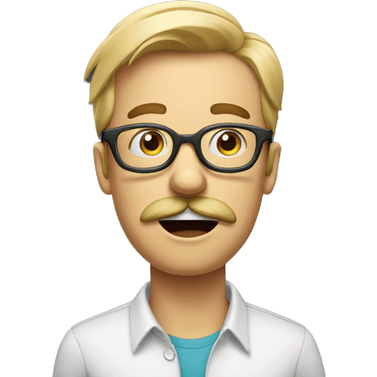 very shocked man with moustache and glasses, mid-blond emoji