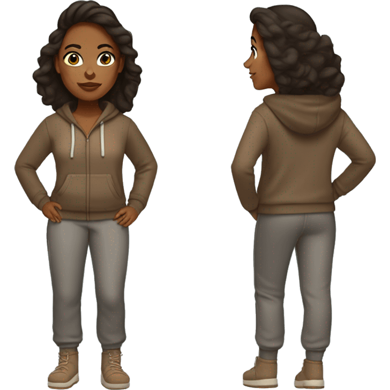 Brown woman wearing sweatpants, hoodie and Ugg slippers  emoji