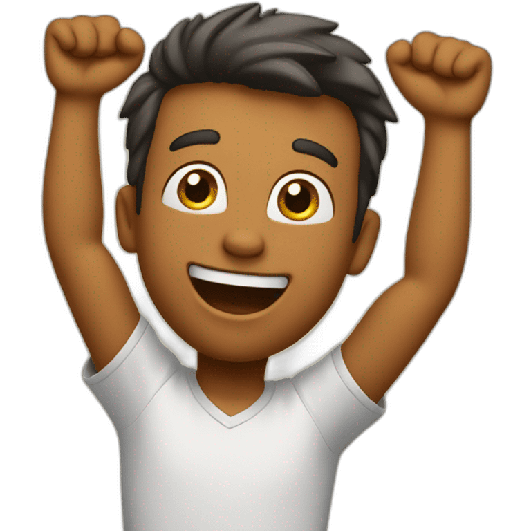 excited man with arms raised above head emoji