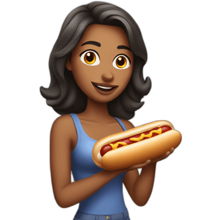 sexy girl holding an hotdog emoji