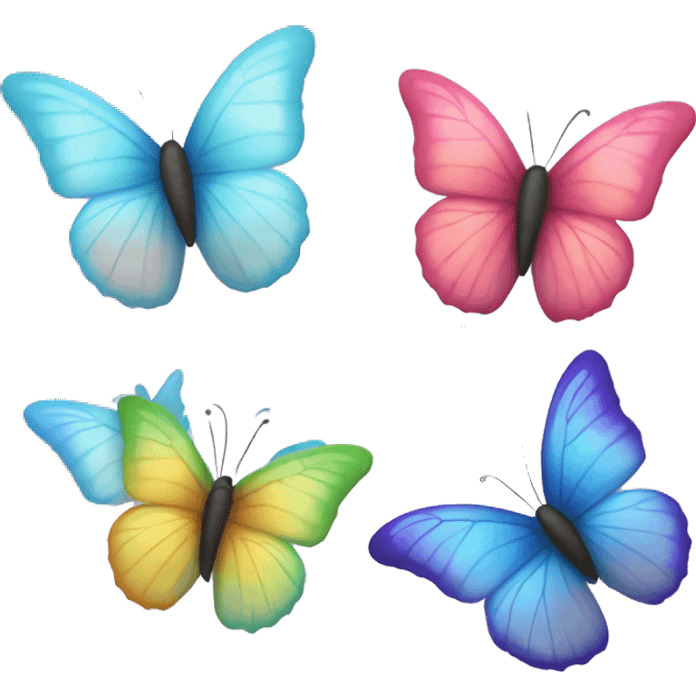 Create an emoji that contains a white heart with three colorful butterflies flying out of it. emoji