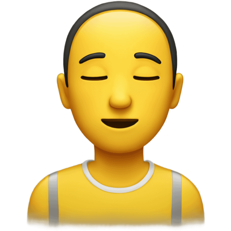 Standard yellow emoji facing the side, closed eyes with a subtle frown and a rooe around the bottom of it  emoji