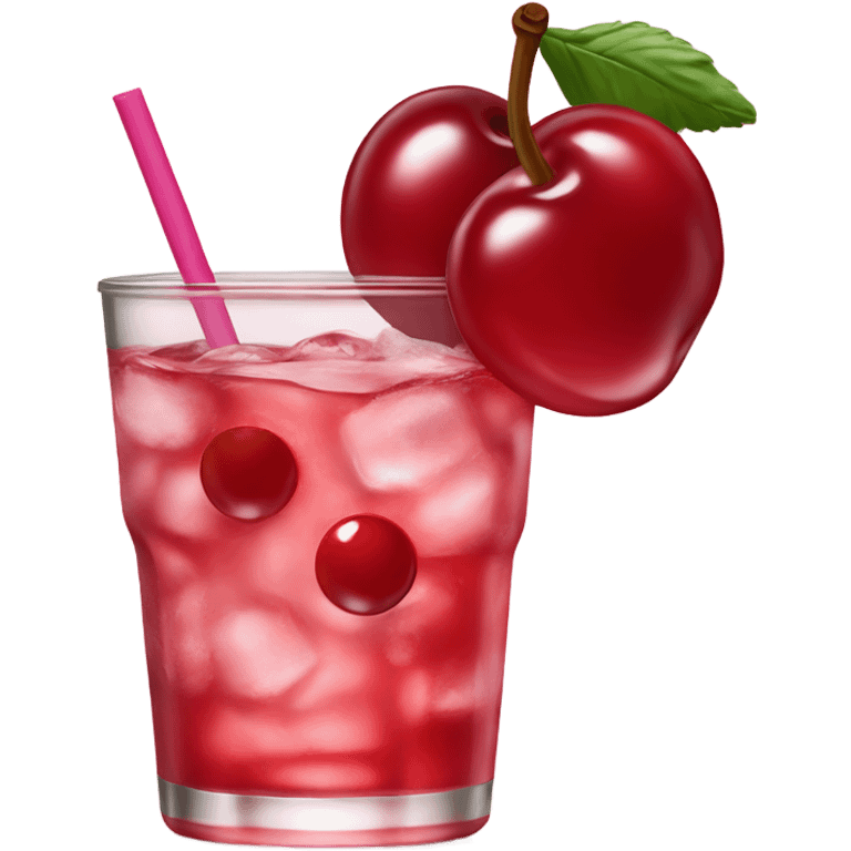 Shirley temple drink with cherry emoji