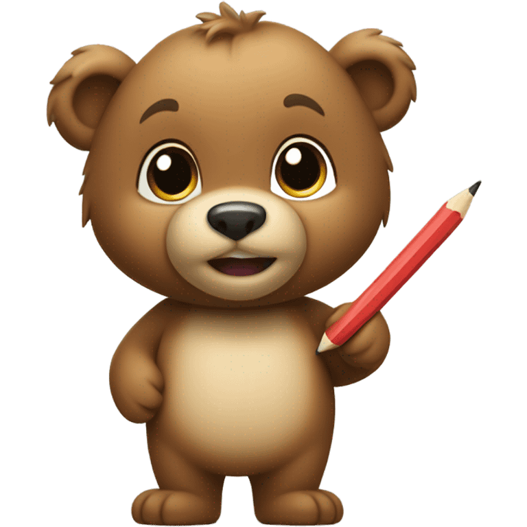 Cub bear with an Apple Pencil emoji