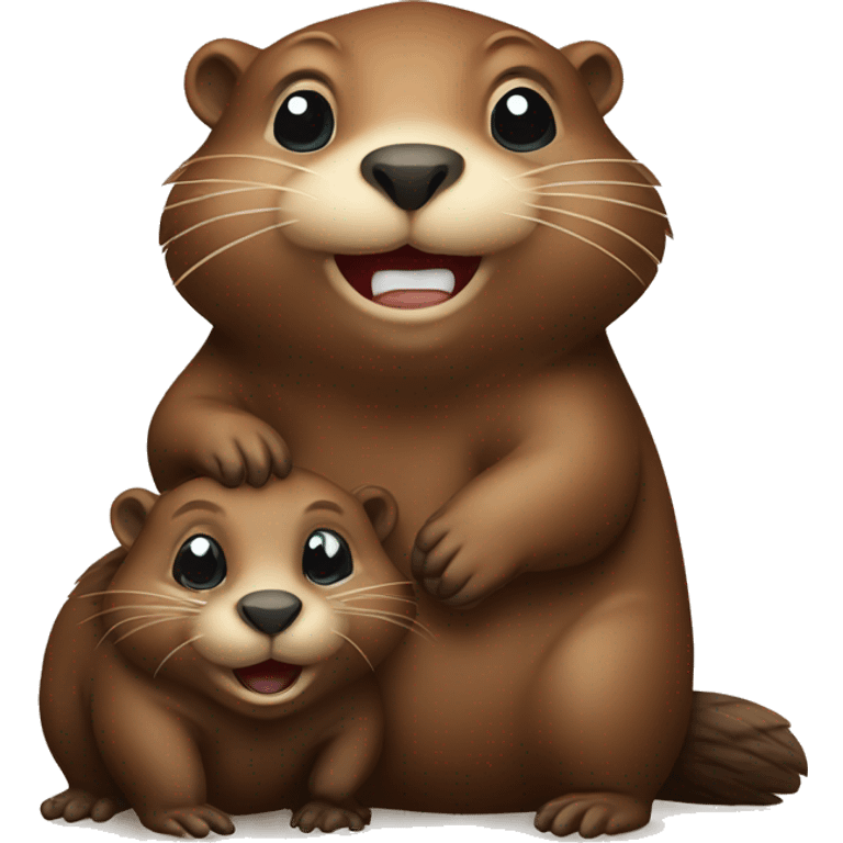 Baby beaver and mother beaver  emoji