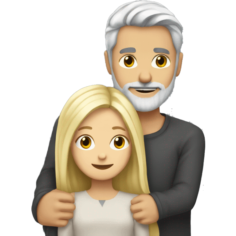 Dark Gray haired bearded guy with blonde girl hugging emoji