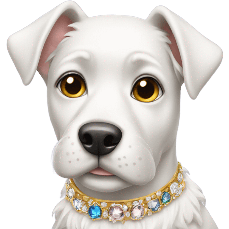 A fancy white dog with jewels  emoji