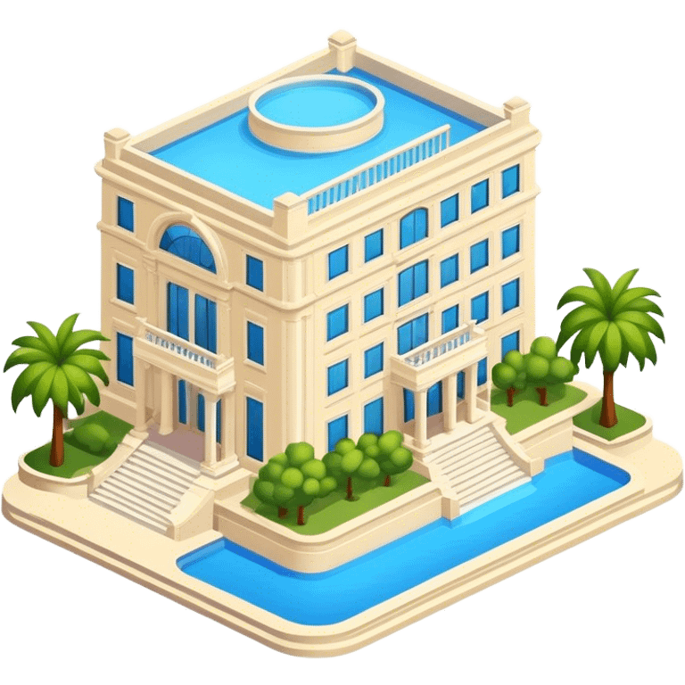 luxury palatial hotel, isometric exterior view emoji