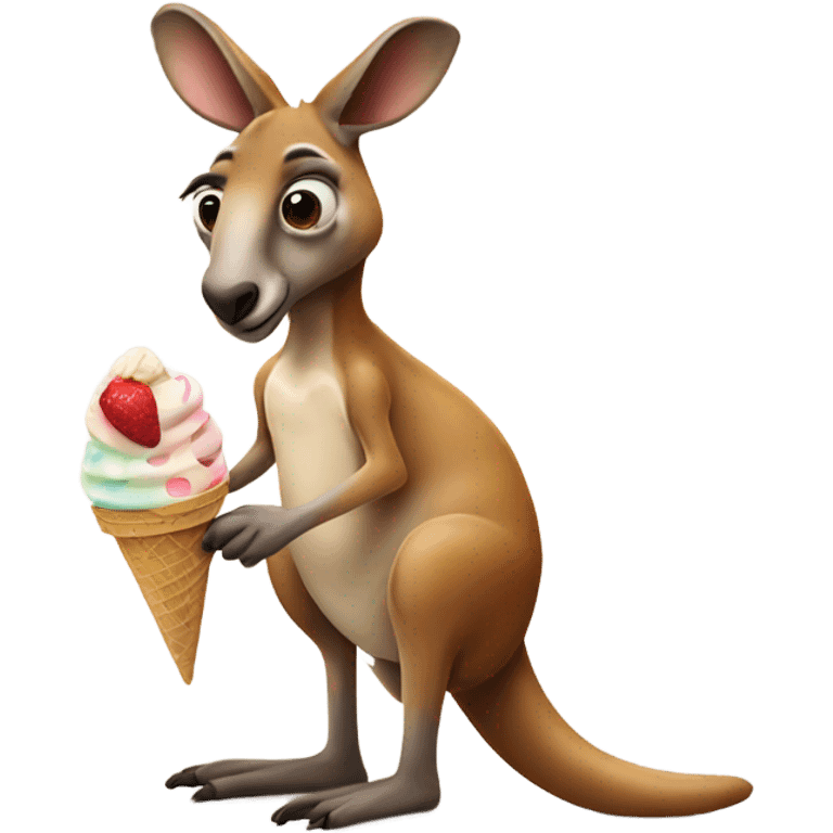 Kangaroo eating ice cream emoji