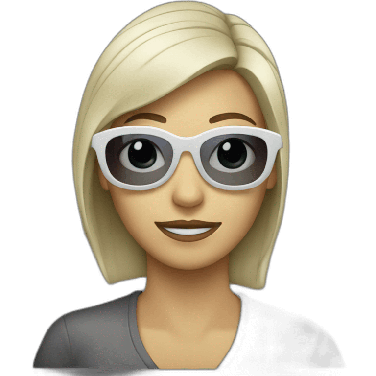 Mujer blanca con lentes calipso emoji