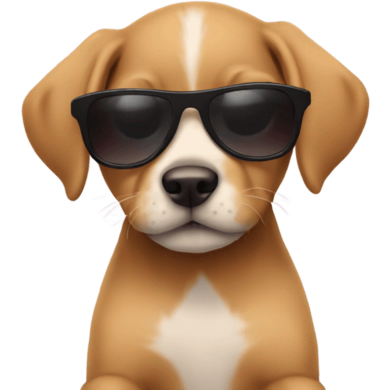 Puppy wearing sunglasses with sunglasses on emoji