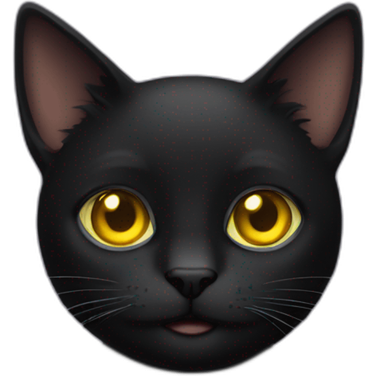 Black cat with yellow eyes and lashes emoji