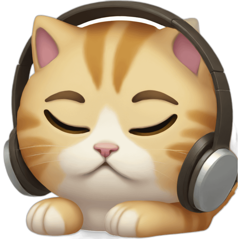 sad kitten listening to music with eyes closed emoji