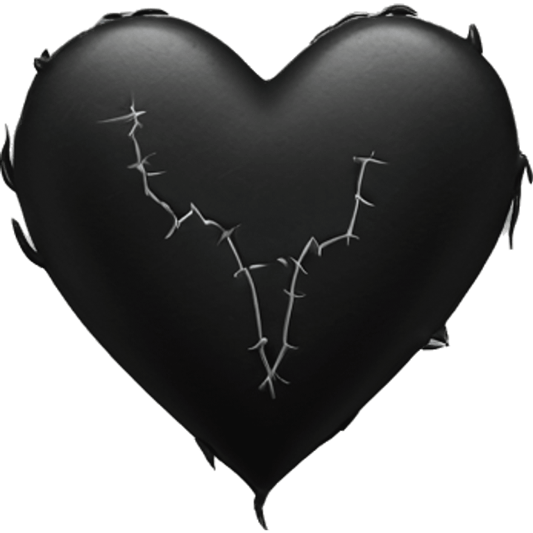 black heart with stitches on it emoji