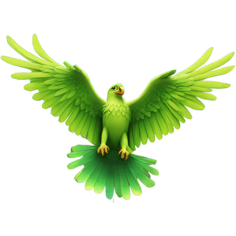 Green eagle flying into building emoji